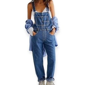 Free People Blue Denim Jumpsuit